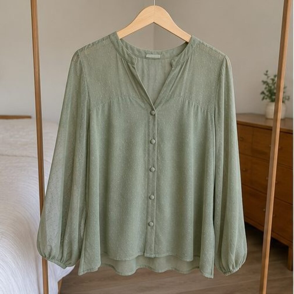 Sage Lace Trim Top